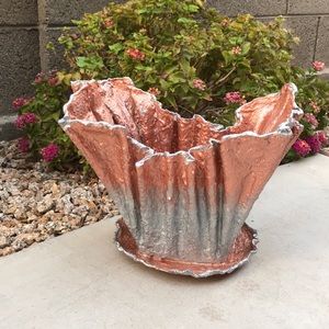 New decorative draped towel and cement flower pot